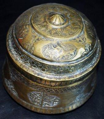 Antique Omani brass Henna container
